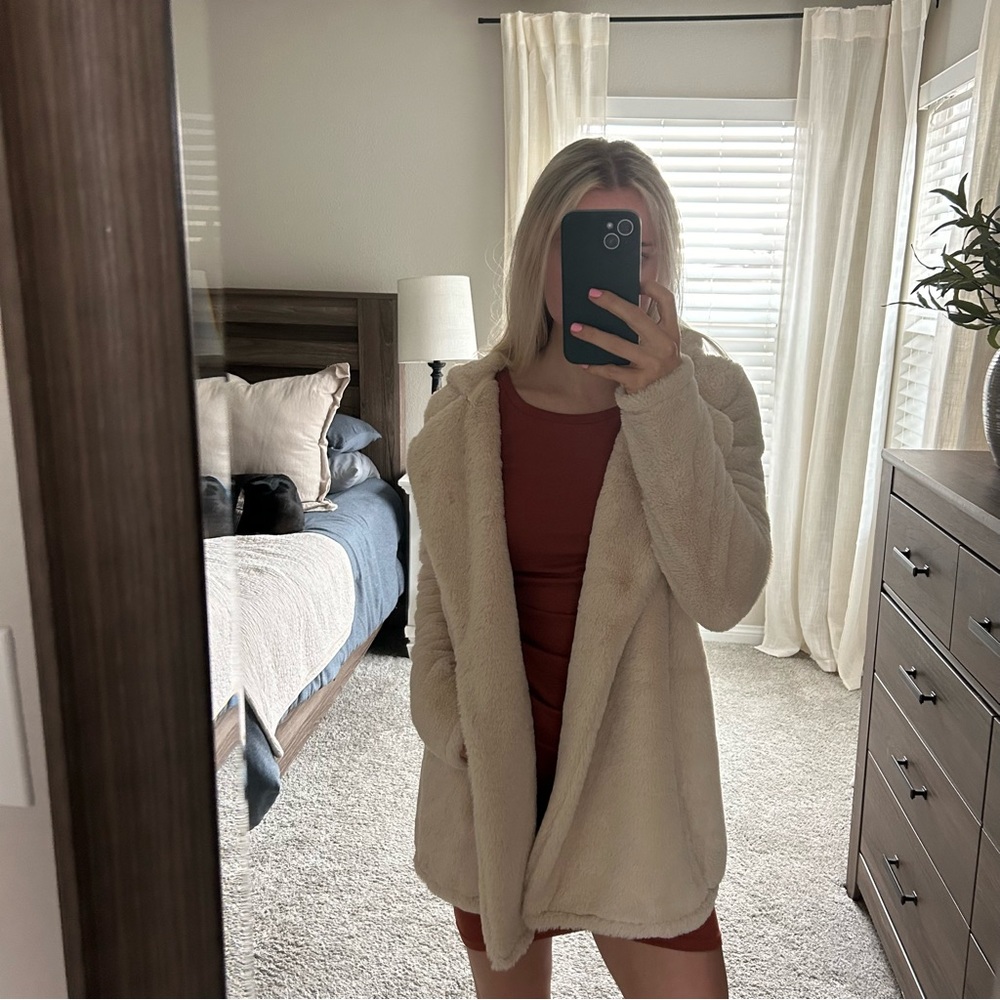 Brandy Melville Faux Fur Hooded Jacket